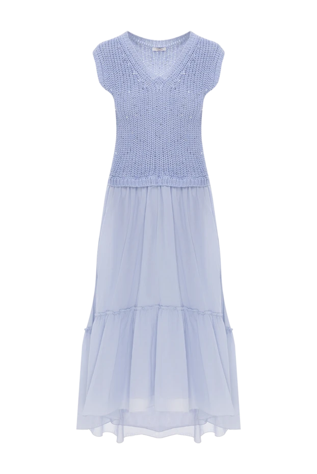Light blue knitted dress with gathered skirt - photo 1