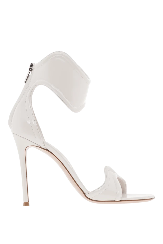 Босоножки из белой телячьей кожи на молнии с ассиметричным верхом - фото 1