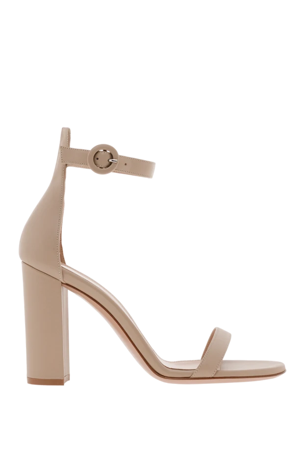 Босоножки Gaeta из кожи наппа на толстом каблуке бежевого цвета - фото 1