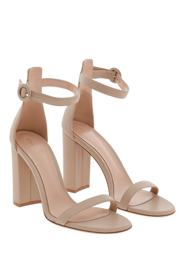 Gianvito Rossi бежевый реңкті қалың өкшесі бар gaeta nappa былғары сандалдар 188063 - фото 3