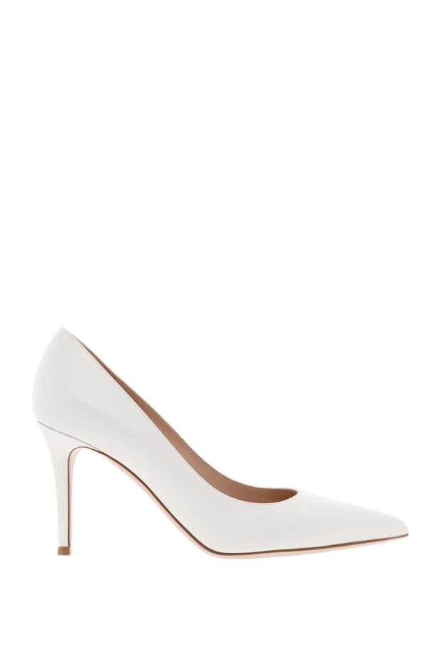 Кожаные туфли на каблуке Gianvito 85 белые - фото 1
