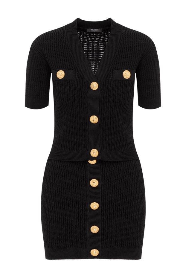 Knitted suit black with gold buttons made of viscose - photo 1