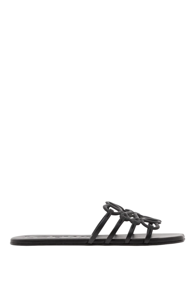 Anagram Black Carved Soft Calfskin Slides - photo 1