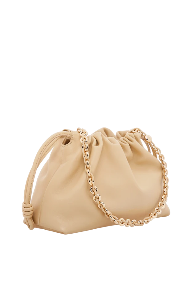 Loewe фламенко орташа жұмсақ қой терісі наппа былғары сөмке сары 188092 - фото 3