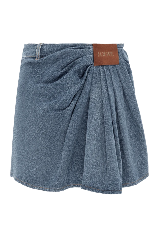 Cotton and silk draped miniskirt blue - photo 1