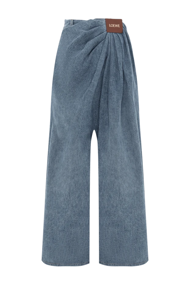 Синие джинсы из хлопкового денима с асимметричной драпировкой - фото 1