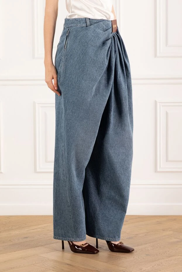 Loewe синие джинсы из хлопкового денима с асимметричной драпировкой 188095 - фото 3