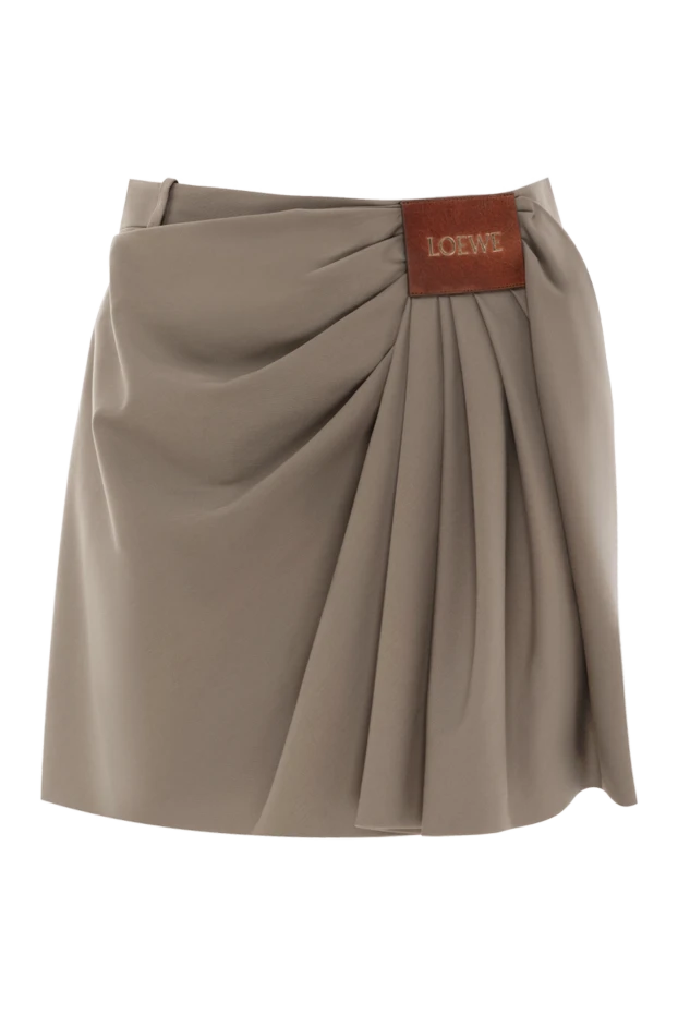 Мини-юбка с драпировкой из хлопка и шелка коричневая - фото 1