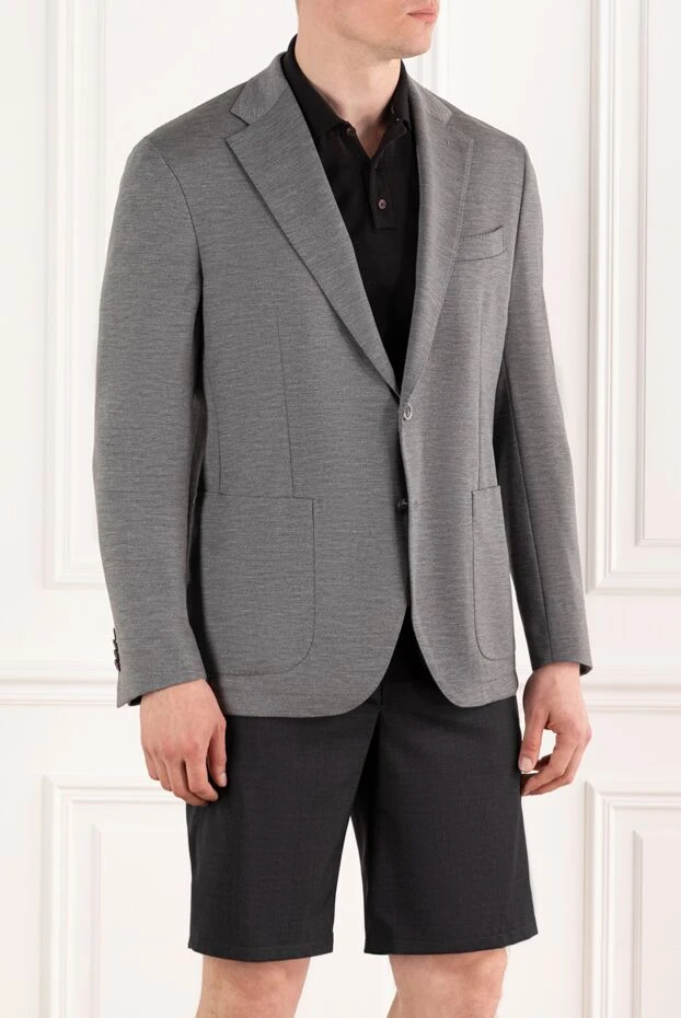 Sartoria Latorre gray men's single-breasted wool and cotton jacket 188100 - photo 3