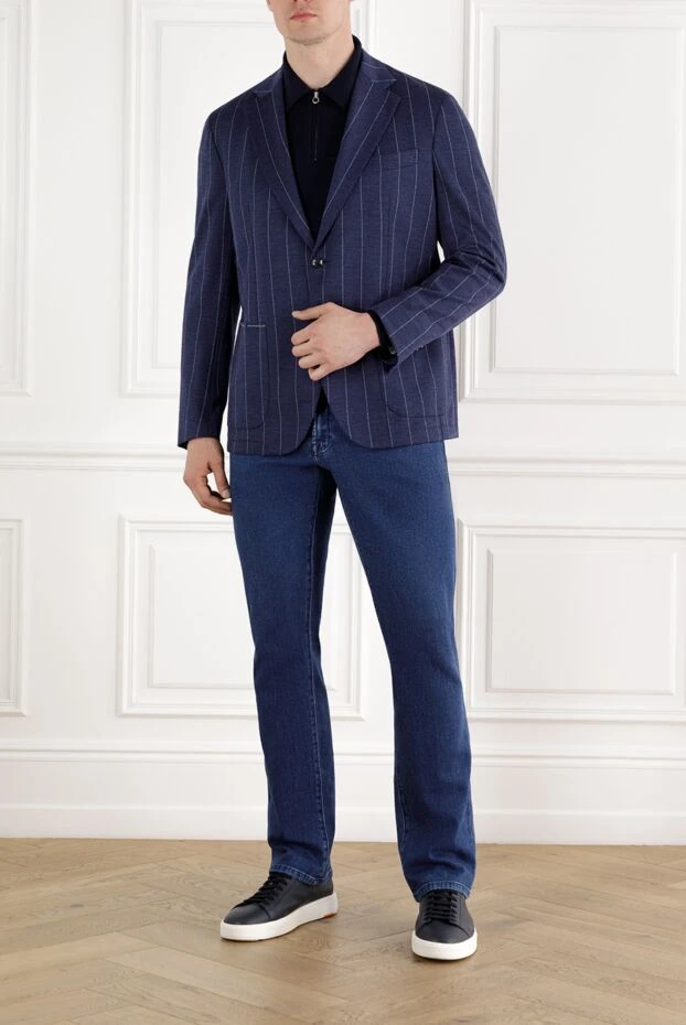 Sartoria Latorre синий мужской пиджак в полоску однобортный 188104 - фото 2