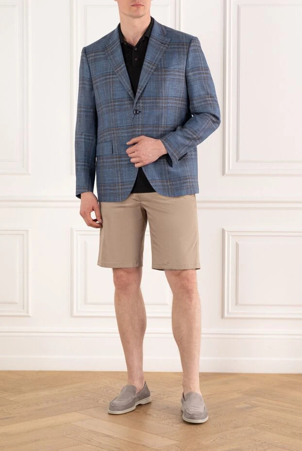 Sartoria Latorre голубой мужской пиджак в клетку однобортный 188105 - фото 2