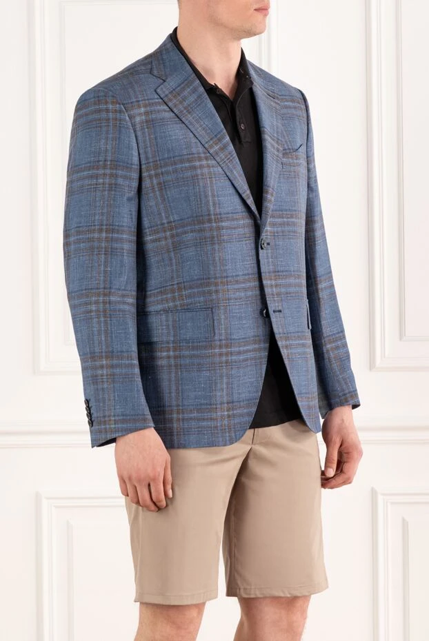 Sartoria Latorre blue men's checkered single-breasted jacket 188105 - photo 3