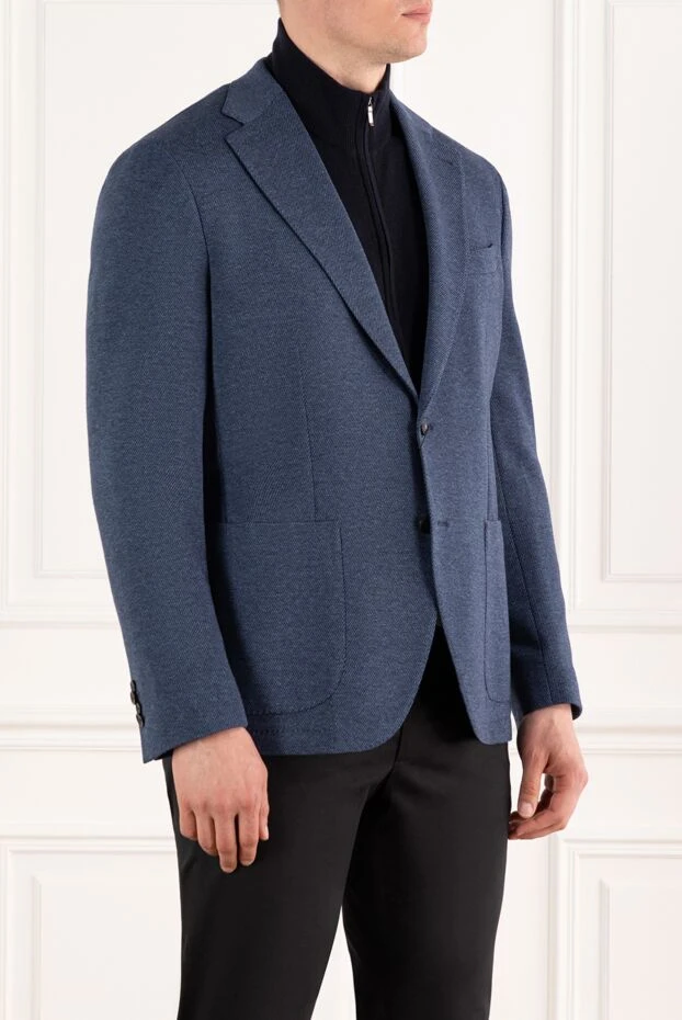 Sartoria Latorre a chunky knit soft fit jacket in a muted blue-grey shade 188108 - photo 3