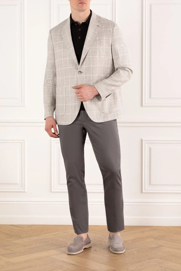 Sartoria Latorre стильный мужской пиджак бежевый в клетку 188110 - фото 2