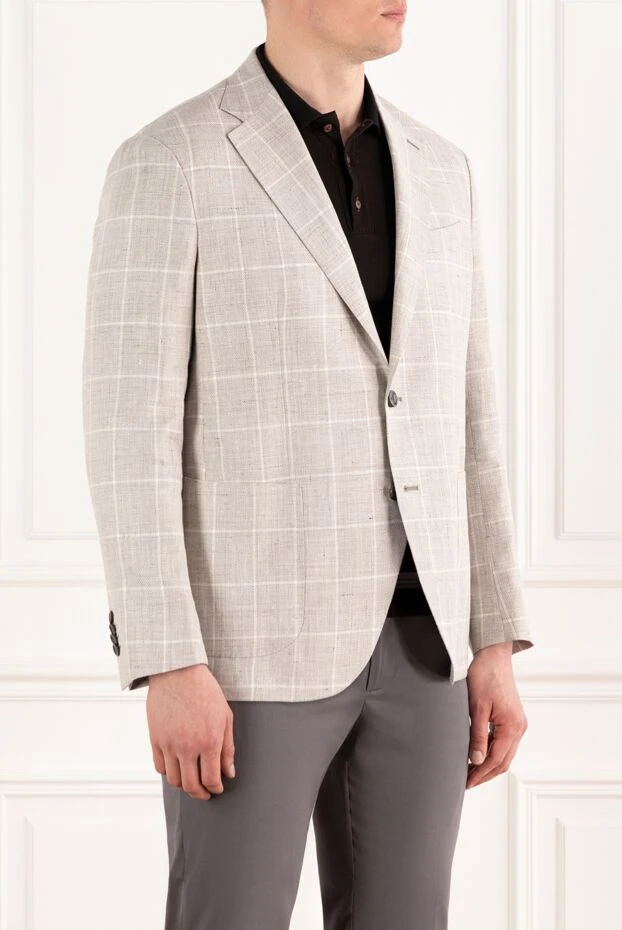 Sartoria Latorre stylish men's beige checkered jacket 188110 - photo 3