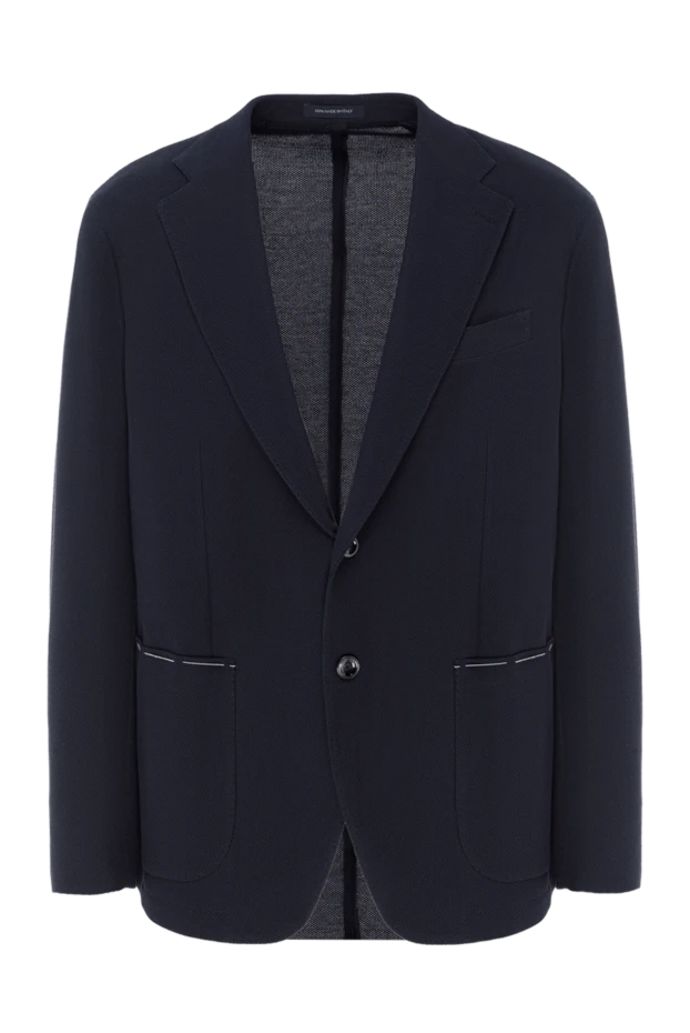 Cotton jacket men's blue single-breasted - photo 1