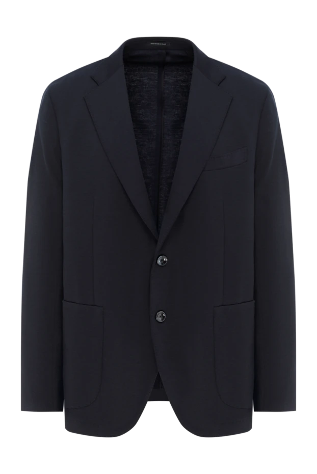 Көк түсті жүннен жасалған, жамау қалталы бір төсті күрте - фото 1