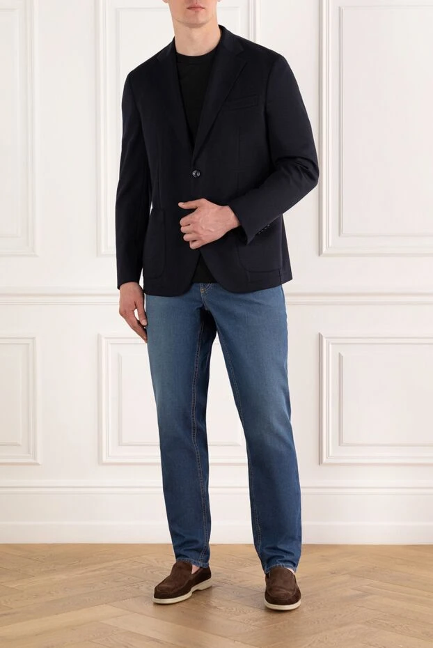 Sartoria Latorre шерстяной синий пиджак однобортный с накладными карманами 188115 - фото 2