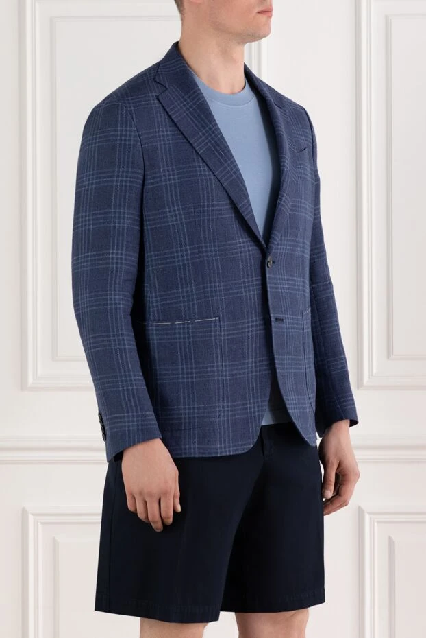 Sartoria Latorre blue checkered wool and linen jacket 188117 - photo 3