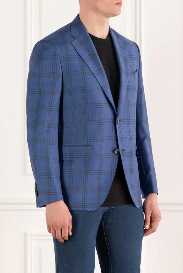 Sartoria Latorre checkered blue jacket for men made of wool 188118 - photo 3