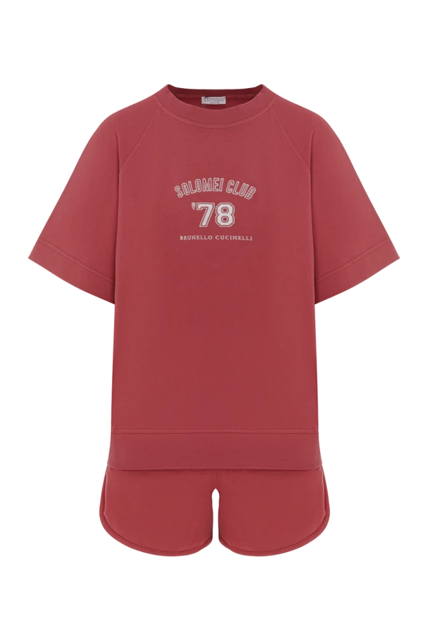 Баспалы қызыл түсті шорттары бар мақта костюм
- фото 1