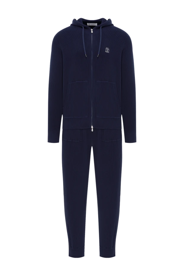 Мақтадан жасалған ерлер спорт костюмі, капюшоны бар қара көк - фото 1