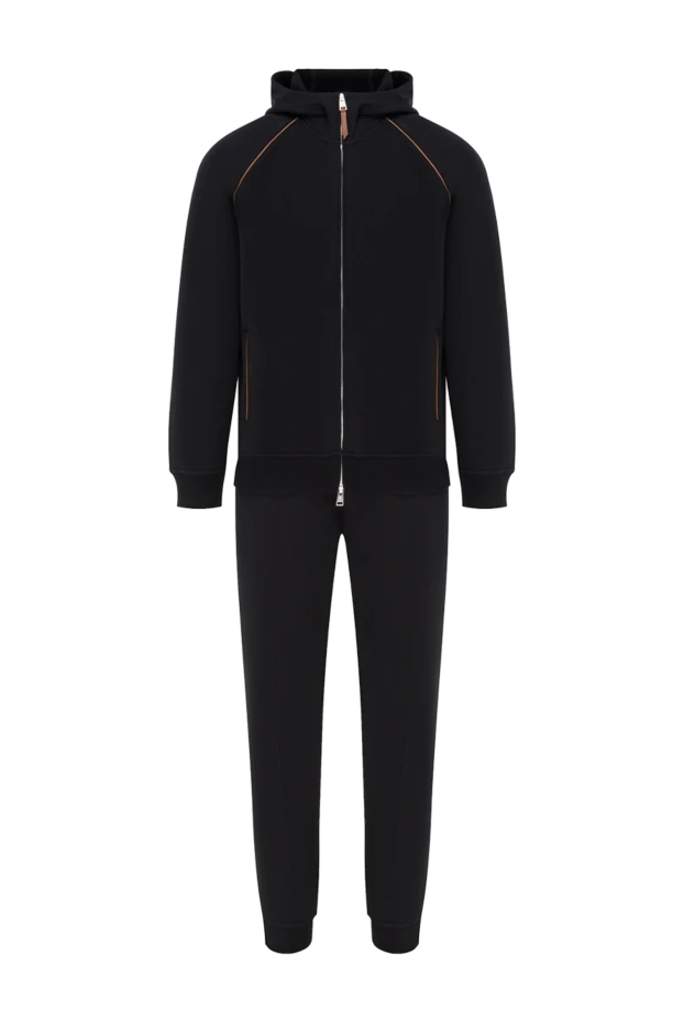 Капюшоны бар мақта қара ерлерге арналған спорт костюмі - фото 1