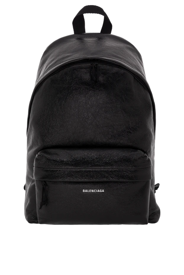 Қара шынайы былғарыдан жасалған логотипі бар Explorer рюкзактары - фото 1