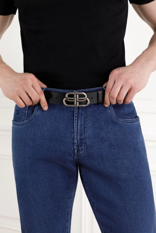 Balenciaga ремень bb large belt из черной телячьей кожи 188136 - фото 2