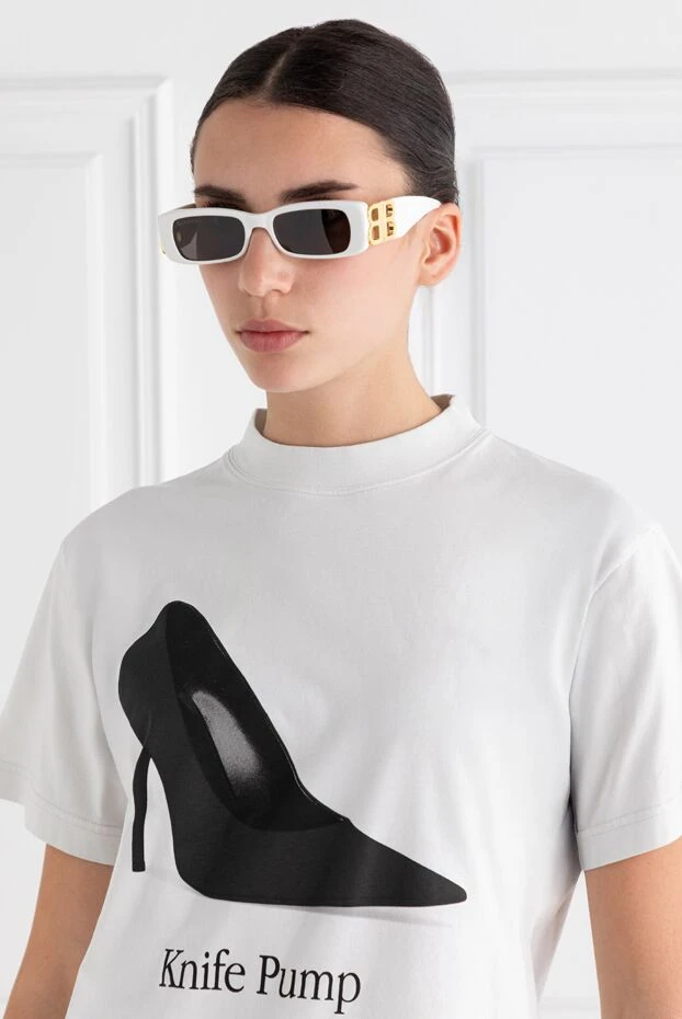 Balenciaga женские солнцезащитные очки dynasty rectangle белого цвета 188139 - фото 3