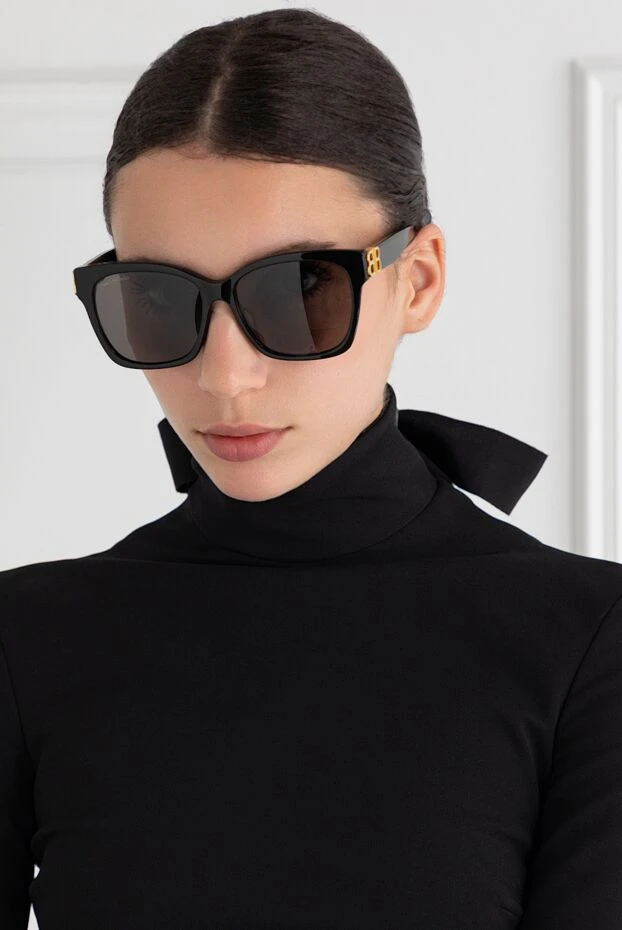 Balenciaga женские солнцезащитные очки dynasty square черного цвета 188140 - фото 2