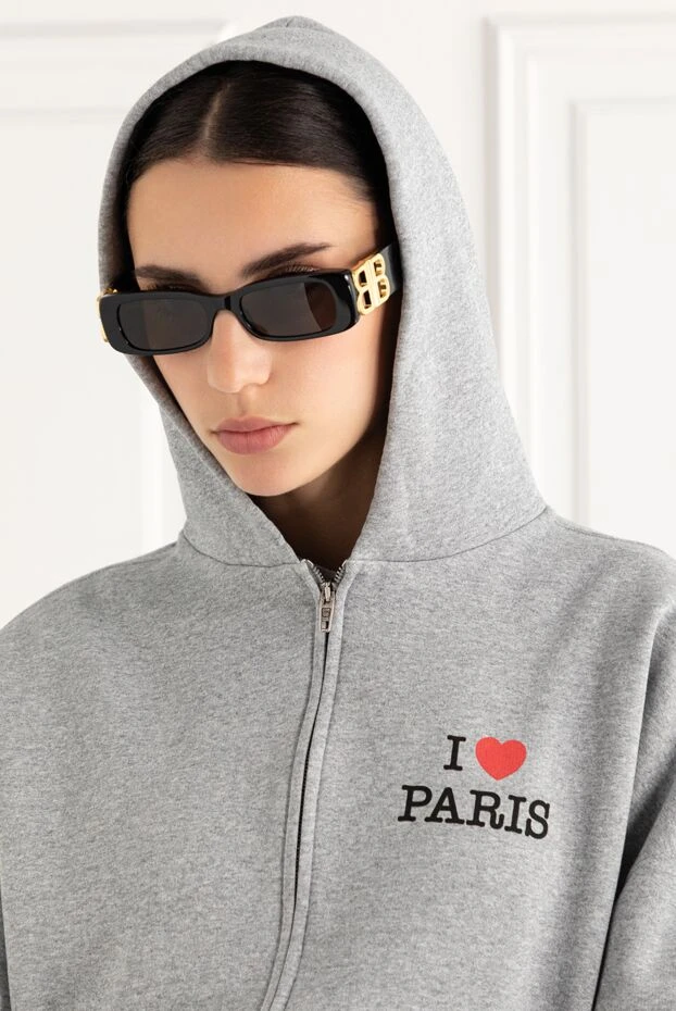 Balenciaga женские солнцезащитные очки dynasty rectangle черного цвета 188141 - фото 2