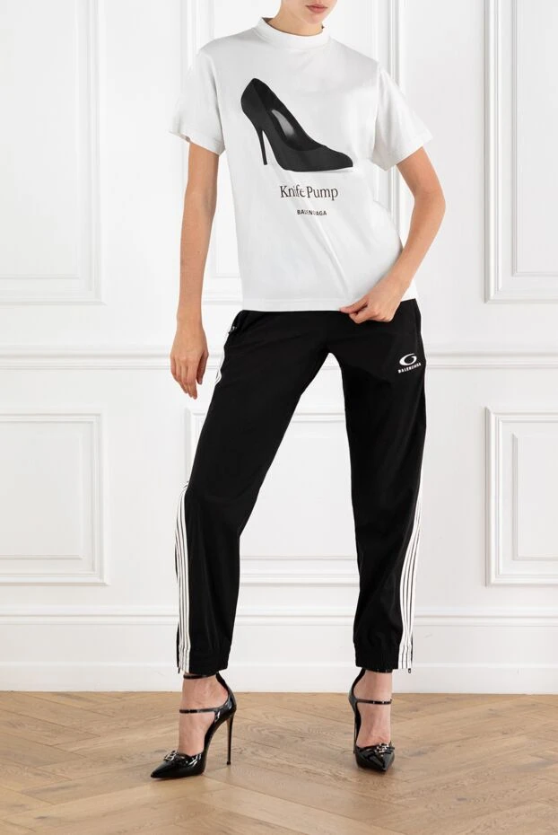 Balenciaga женская футболка knife pump из хлопка белого цвета 188147 - фото 2