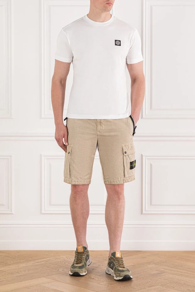 Stone Island шорты-бермуды cargo из хлопкового полотна с начесом 188150 - фото 2