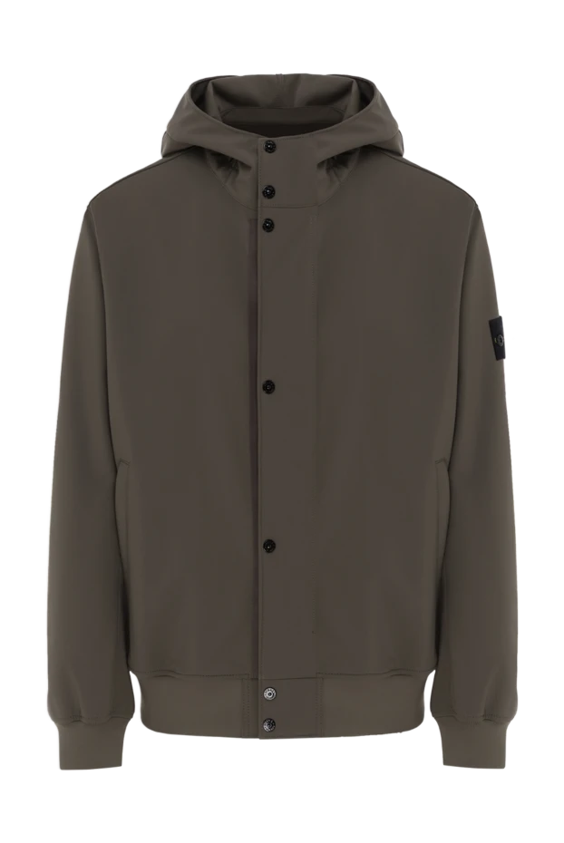 Ветро- и водонепроницаемая куртка с капюшоном зеленая мужская - фото 1