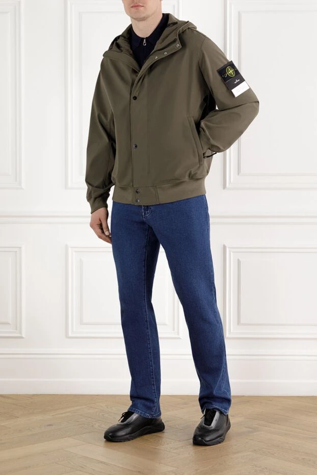 Ветро- и водонепроницаемая куртка с капюшоном зеленая мужская - фото 2