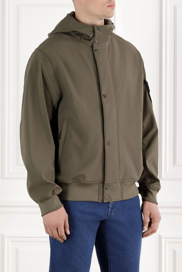 Stone Island ветро- и водонепроницаемая куртка с капюшоном зеленая мужская 188154 - фото 3