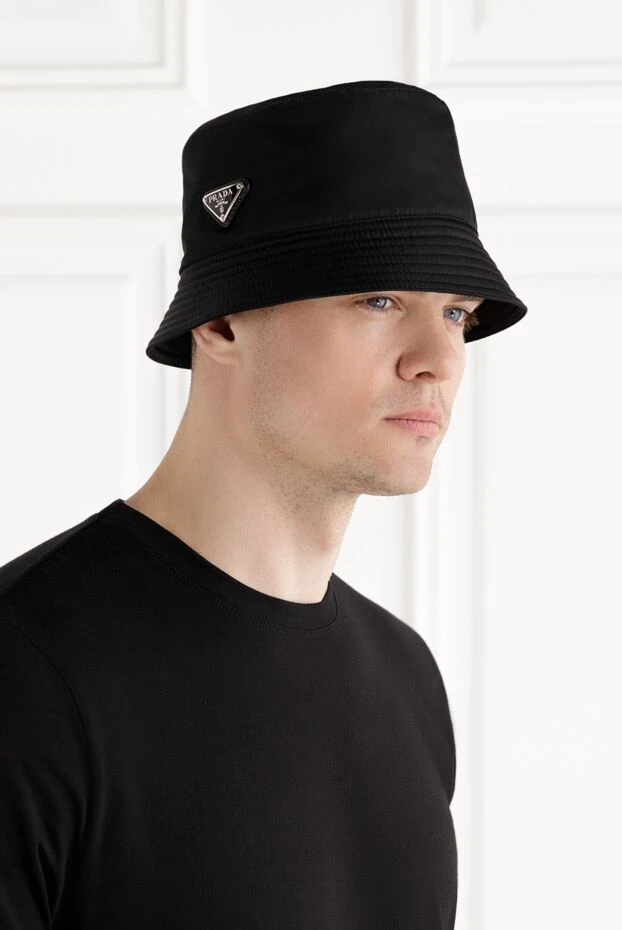 Prada панама re-nylon с логотипом черная мужская 188158 - фото 2