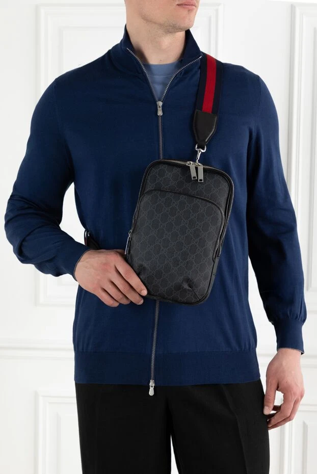 Gucci маленькая сумка через плечо gg из микроволокна со специальным покрытием 188169 - фото 3