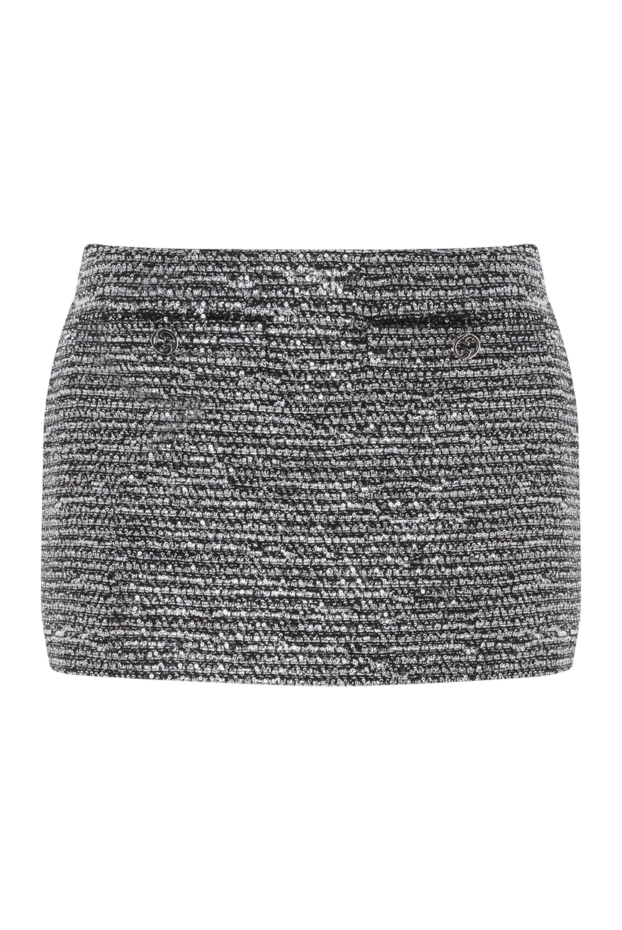 Твидовая юбка мини в полоску серая - фото 1