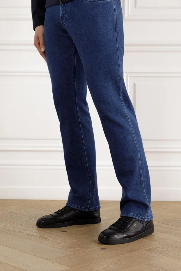 Prada кожаные кроссовки со вставками черные мужские 188179 - фото 2