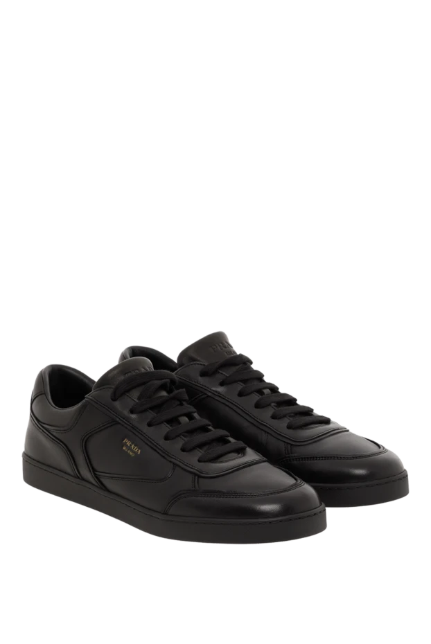 Prada кожаные кроссовки со вставками черные мужские 188179 - фото 3