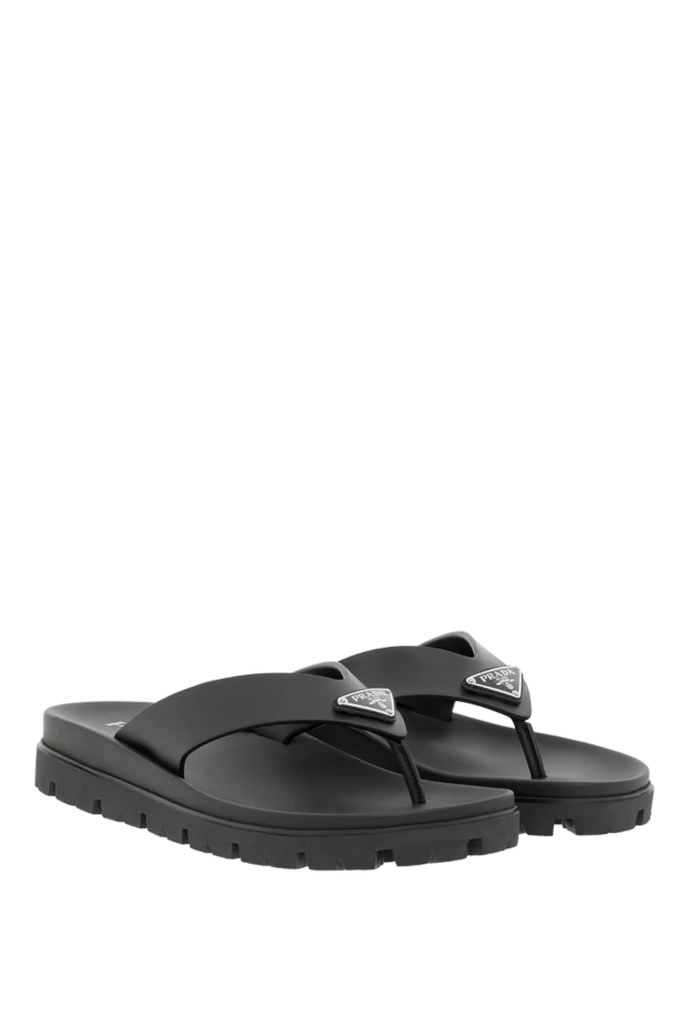 Prada сандалии black eva черные мужские с логотипом 188180 - фото 3