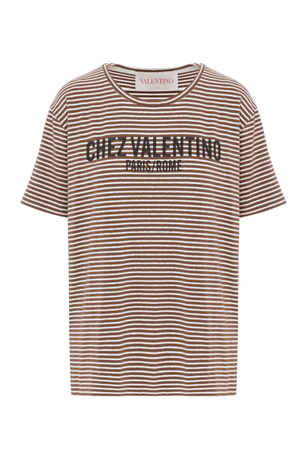 Футболка с принтом Chez в коричневую полоску - фото 1