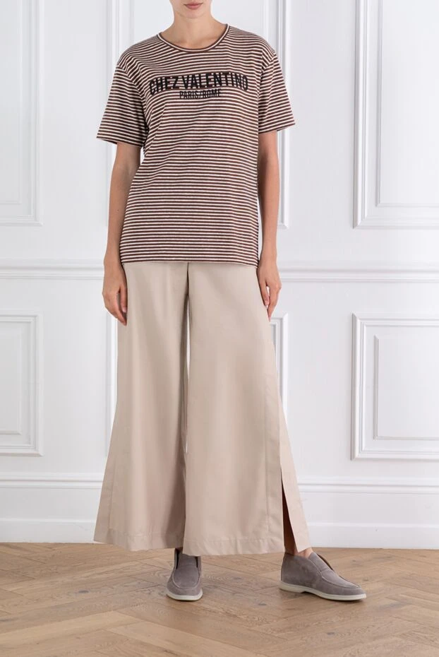 Valentino қоңыр жолақты chez print футболкасы 188183 - фото 2