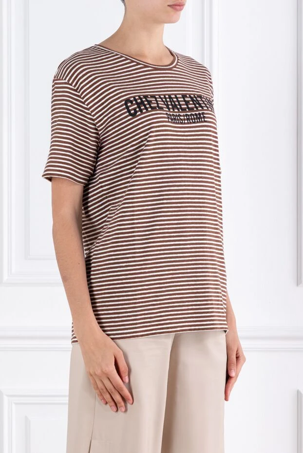 Valentino футболка с принтом chez в коричневую полоску 188183 - фото 3