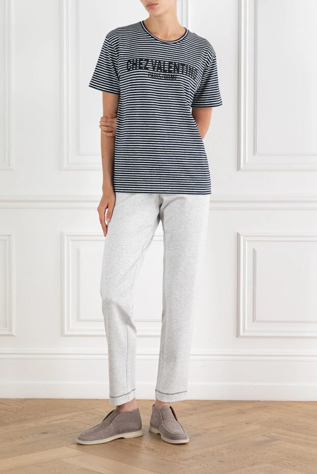 Valentino футболка с принтом chez в синюю полоску 188184 - фото 2