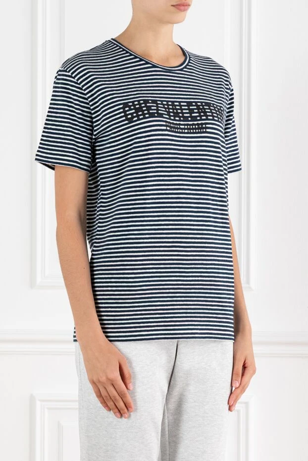 Valentino футболка с принтом chez в синюю полоску 188184 - фото 3