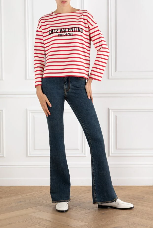 Valentino джемпер с принтом chez в красную полоску 188185 - фото 2