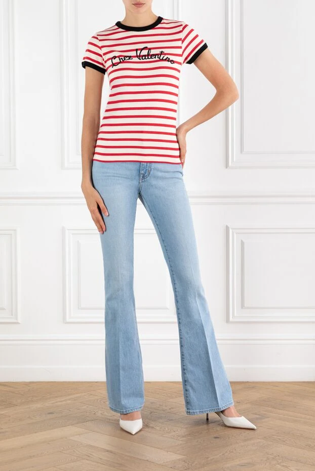 Valentino футболка с принтом chez в красную полоску с контрастной окантовкой 188187 - фото 2
